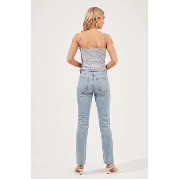 New ASTR the Label | Ruched Cami in Blue Ditsy Floral - Picture 6 of 13